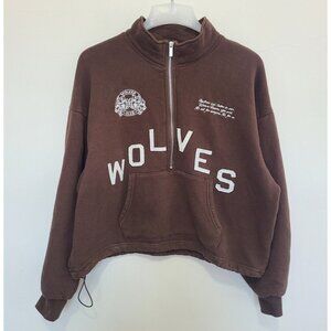 Darc Sport Black Sweatshirt Women’s L She Wolves Brown 1/2 Zip